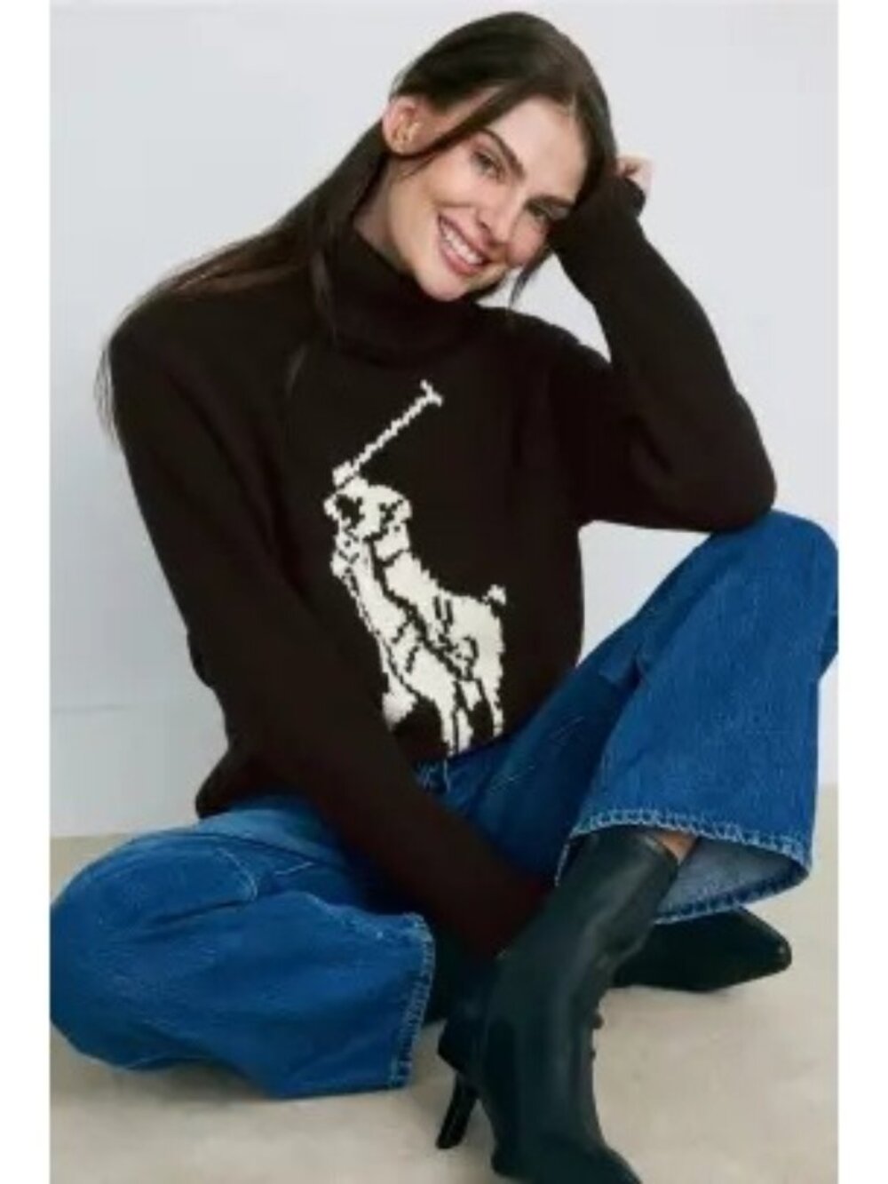 R-95.  Polo Ralph Lauren Black Polo Pullover Sweater XS